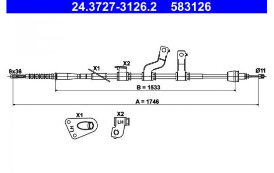 Cable, parking brake 24.3727-3126.2 ATE