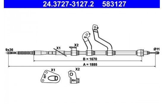 Cable, parking brake 24.3727-3127.2 ATE