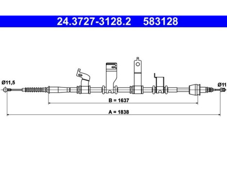 Cable Pull, parking brake 24.3727-3128.2 ATE