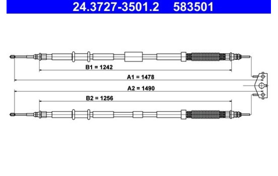 Cable Pull, parking brake 24.3727-3501.2 ATE