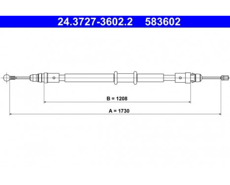 Cable Pull, parking brake 24.3727-3602.2 ATE