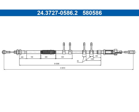 Pull cable, parking brake 24.3727-0586.2 ATE, Image 2