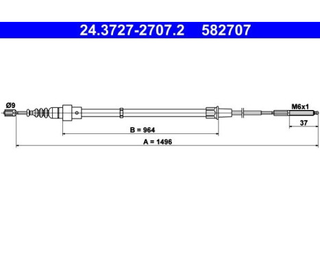 Pull cable, parking brake 24.3727-2707.2 ATE