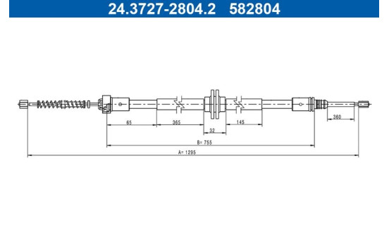 Pull cable, parking brake 24.3727-2804.2 ATE