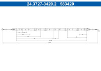 Pull cable, parking brake 24.3727-3420.2 ATE