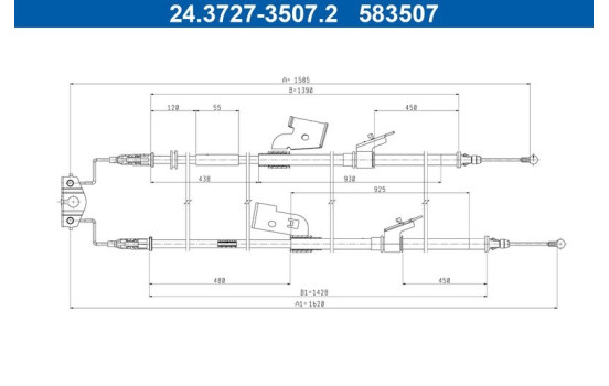 Pull cable, parking brake 24.3727-3507.2 ATE, Image 2