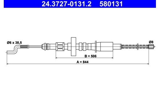 Traction cable, parking brake 24.3727-0131.2 ATE