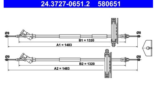 Traction cable, parking brake 24.3727-0651.2 ATE