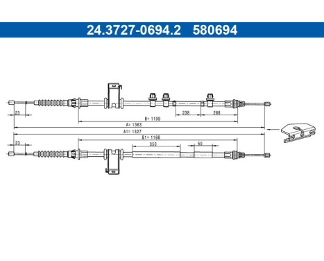 Traction cable, parking brake 24.3727-0694.2 ATE