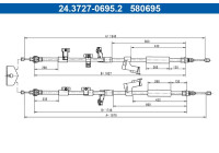 Traction cable, parking brake 24.3727-0695.2 ATE