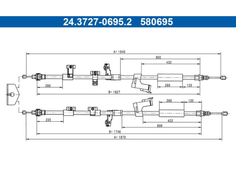 Traction cable, parking brake 24.3727-0695.2 ATE
