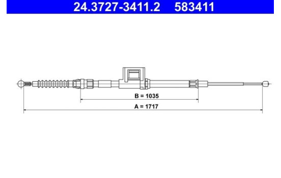 Traction cable, parking brake 24.3727-3411.2 ATE