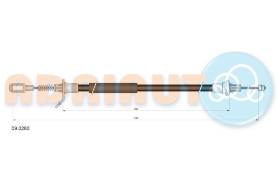 Traction cable, parking brake