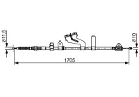 Traction cable, parking brake