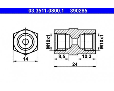 Adapter, brake lines 03.3511-0800.1 ATE, Image 2