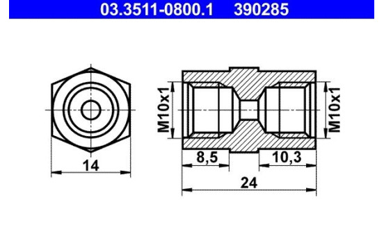 Adapter, brake lines 03.3511-0800.1 ATE, Image 2