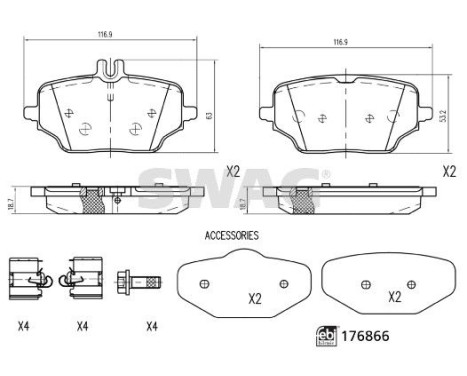 brake pad set 33107363 Swag, Image 2