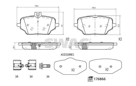 brake pad set 33107363 Swag, Image 2