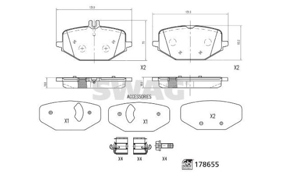brake pad set 33107457 Swag, Image 2
