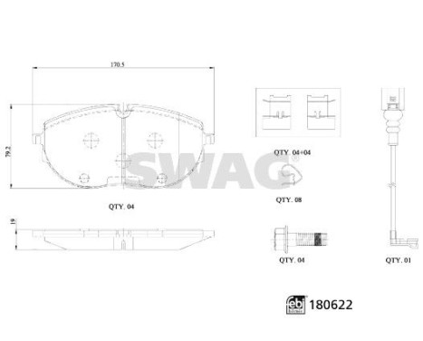 brake pad set 33107793 Swag