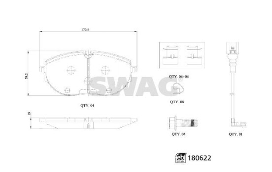 brake pad set 33107793 Swag