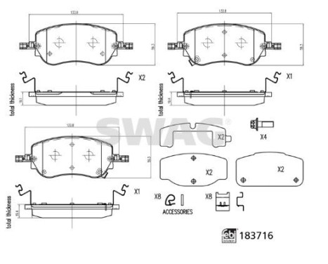 brake pad set 33109160 Swag