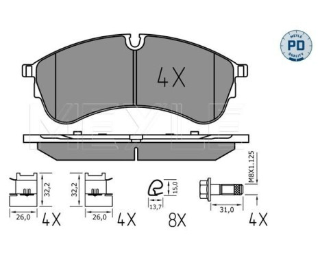 Brake pad set, disc brake 025 221 7821/PD Meyle