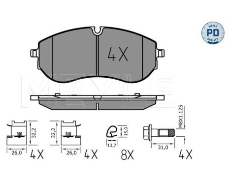 Brake pad set, disc brake 025 224 9320/PD Meyle