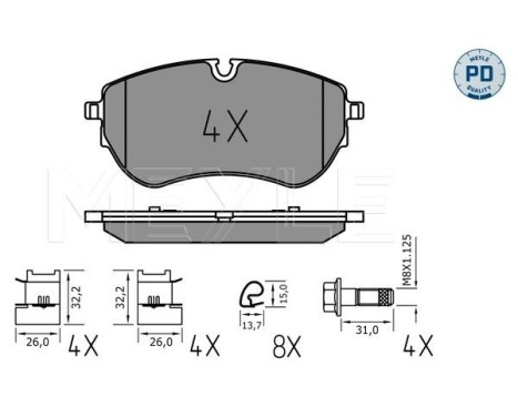 Brake pad set, disc brake 025 226 4420/PD Meyle