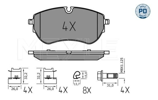 Brake pad set, disc brake 025 226 4420/PD Meyle