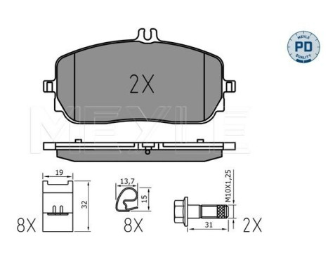 Brake pad set, disc brake 025 229 4419/PD Meyle