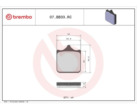 Brake pad set, disc brake 07BB33RC Brembo, Image 3