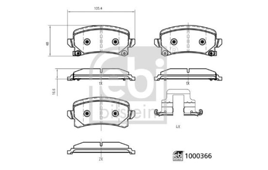 Brake pad set, disc brake 1000366 FEBI