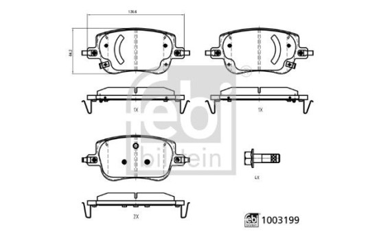 Brake pad set, disc brake 1003199 FEBI