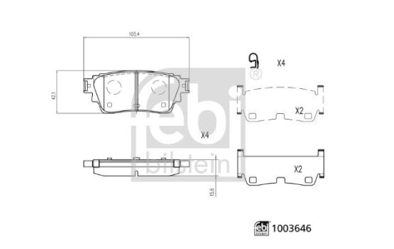 Brake pad set, disc brake 1003646 FEBI
