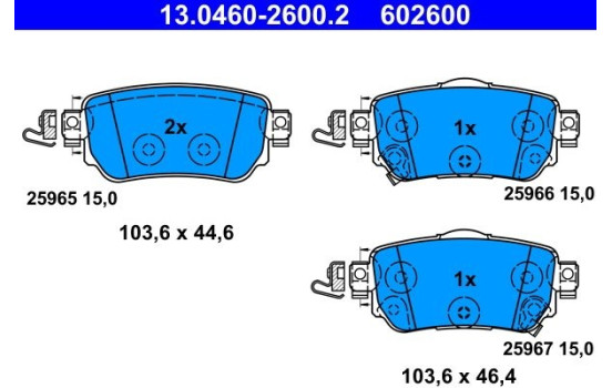 Brake Pad Set, disc brake 13.0460-2600.2 ATE, Image 2