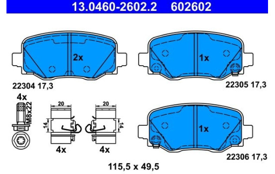 Brake Pad Set, disc brake 13.0460-2602.2 ATE