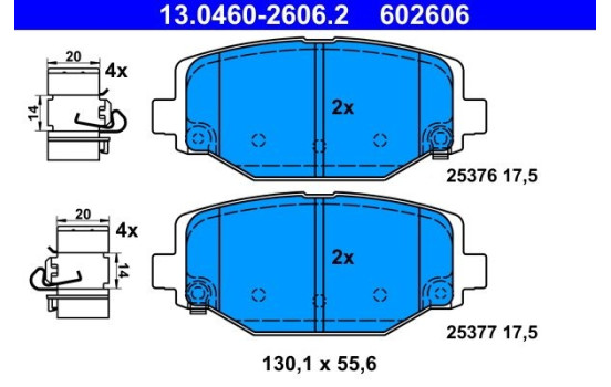 Brake Pad Set, disc brake 13.0460-2606.2 ATE