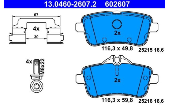 Brake Pad Set, disc brake 13.0460-2607.2 ATE