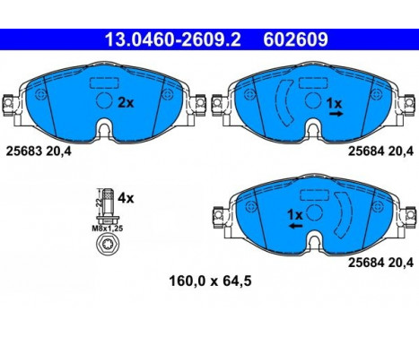 Brake Pad Set, disc brake 13.0460-2609.2 ATE, Image 2