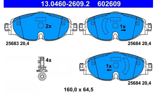 Brake Pad Set, disc brake 13.0460-2609.2 ATE, Image 2