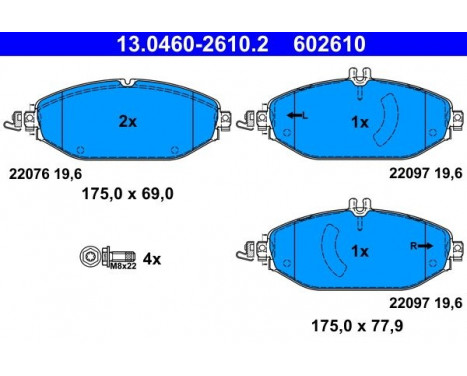 Brake Pad Set, disc brake 13.0460-2610.2 ATE