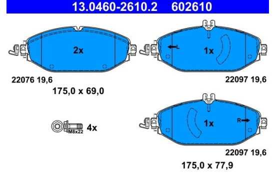 Brake Pad Set, disc brake 13.0460-2610.2 ATE