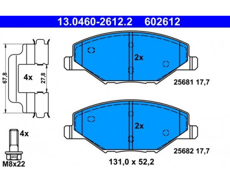 Brake Pad Set, disc brake 13.0460-2612.2 ATE, Image 2