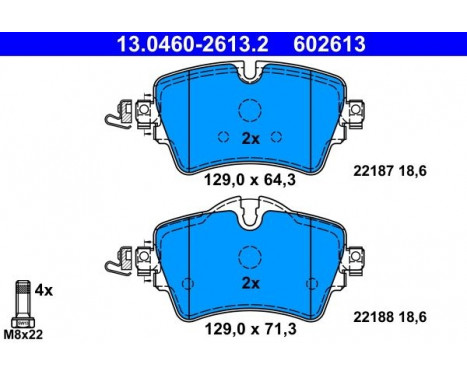 Brake Pad Set, disc brake 13.0460-2613.2 ATE