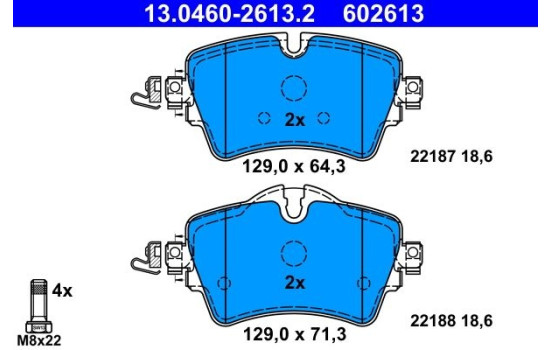 Brake Pad Set, disc brake 13.0460-2613.2 ATE