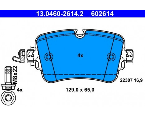 Brake Pad Set, disc brake 13.0460-2614.2 ATE, Image 2