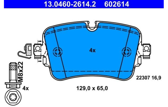 Brake Pad Set, disc brake 13.0460-2614.2 ATE, Image 2