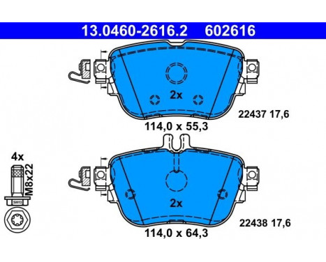 Brake Pad Set, disc brake 13.0460-2616.2 ATE, Image 2