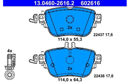 Brake Pad Set, disc brake 13.0460-2616.2 ATE, Image 2